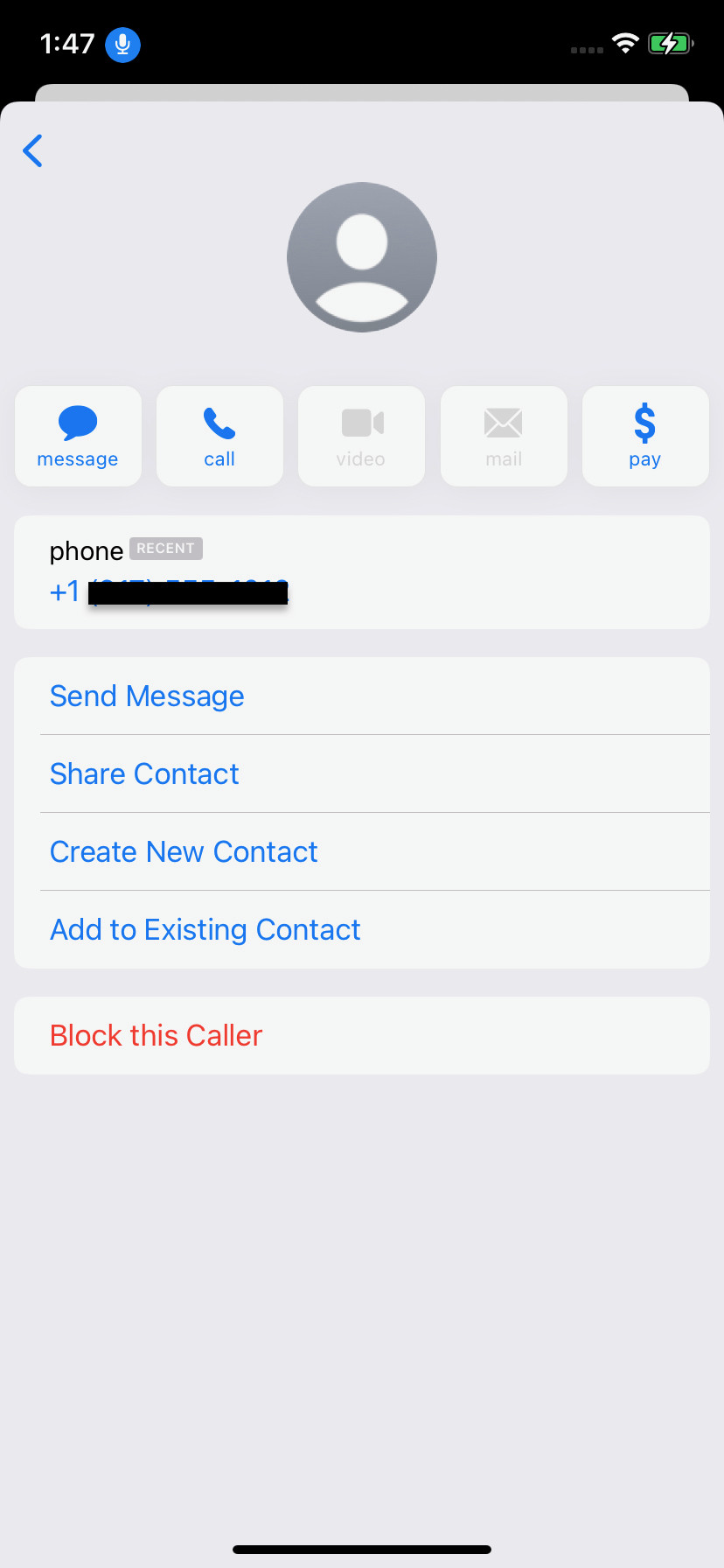 At the bottom of the page, select “Block this Caller.”