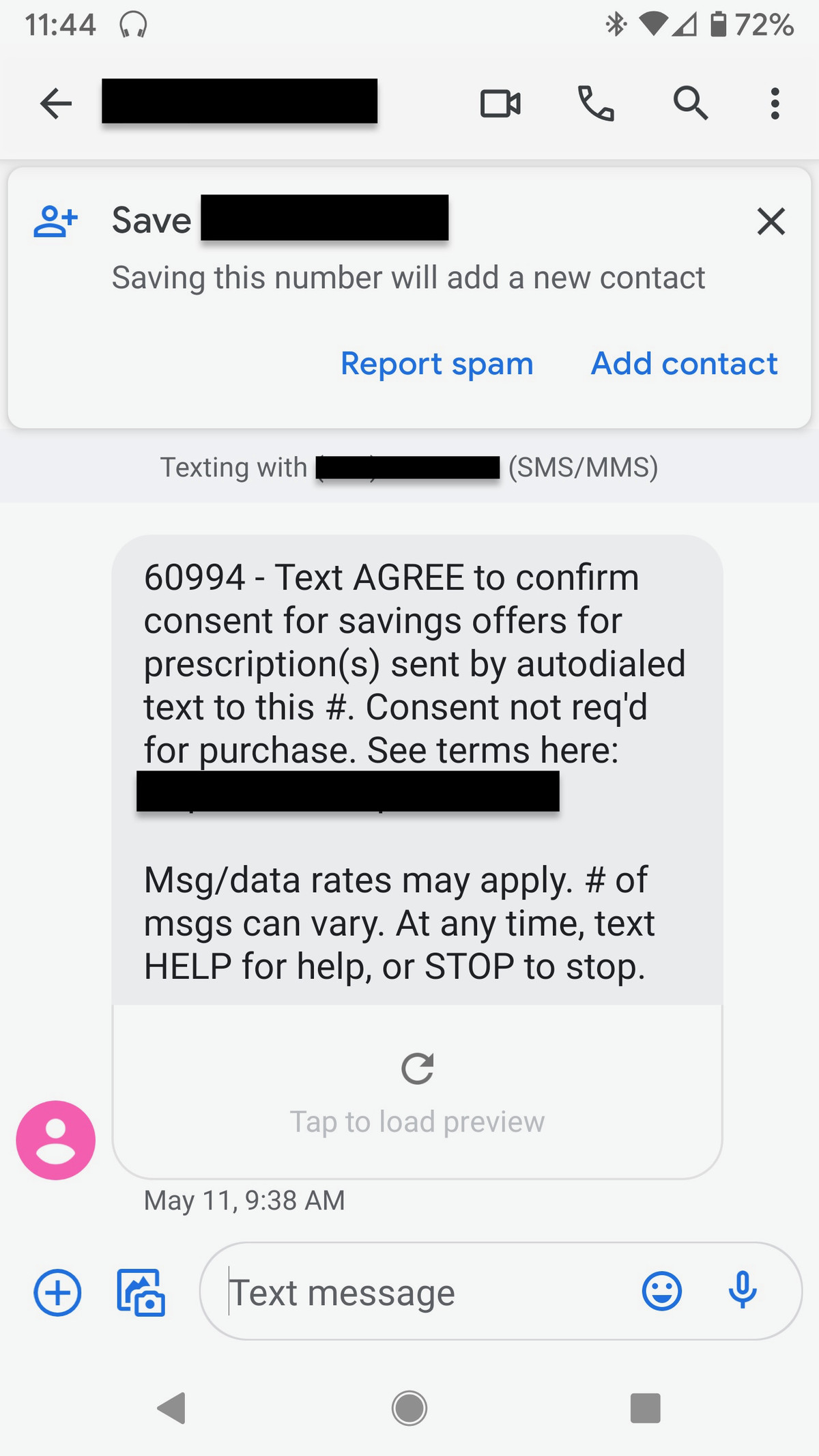 Android often gives you the chance to report spam.