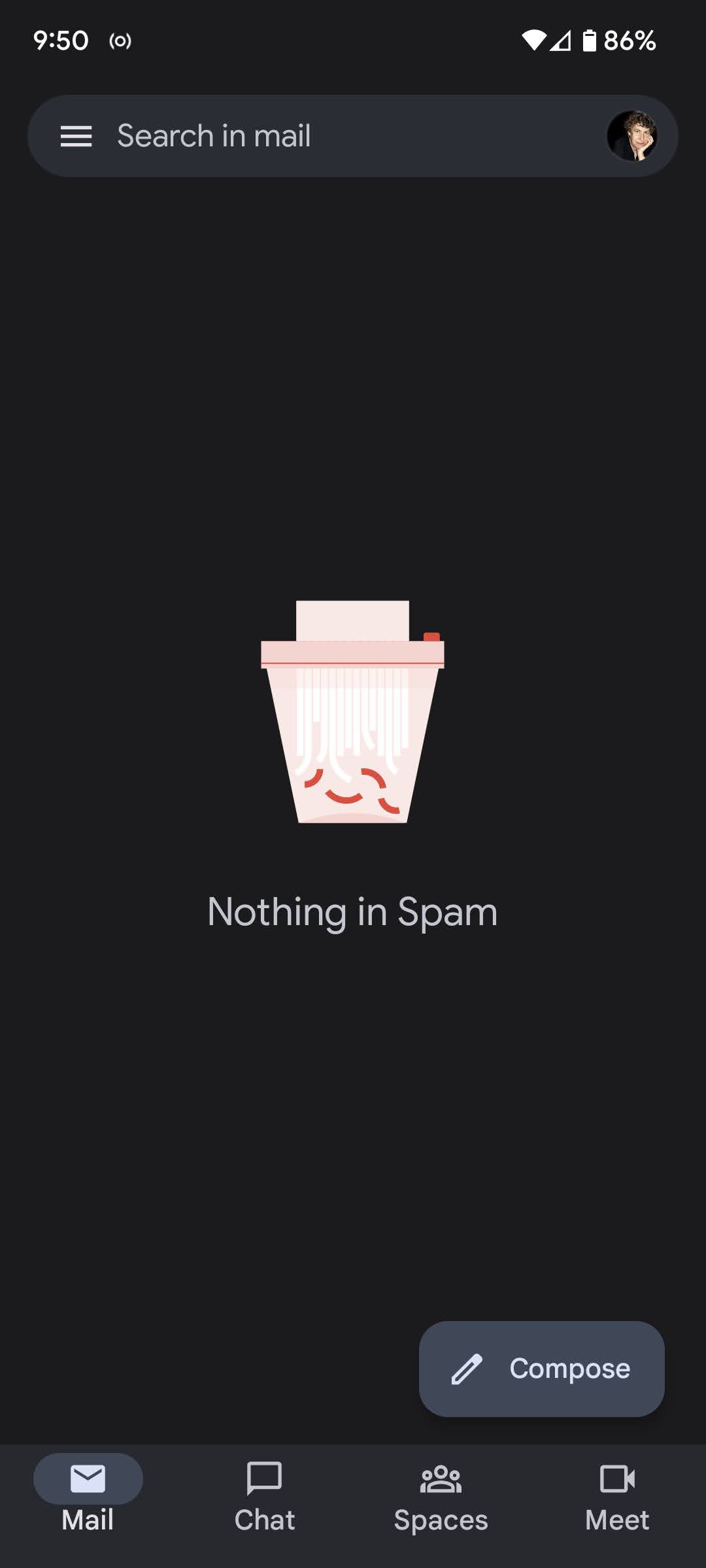 There will now be four icons at the bottom of your Gmail app.