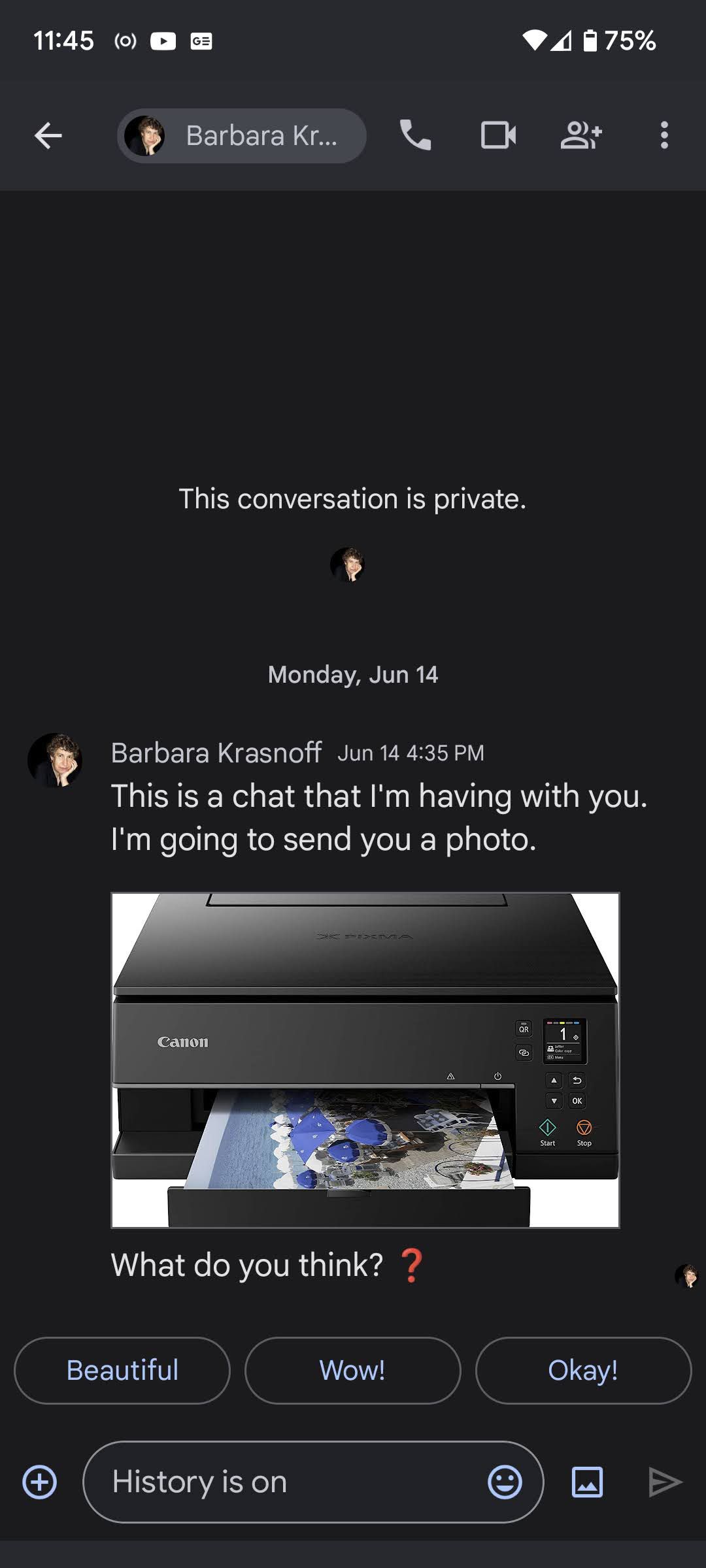 You can include photos and other media with your chat.