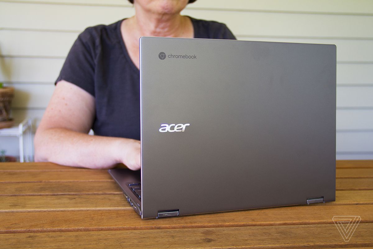 A user types on the Acer Chromebook Spin 713.